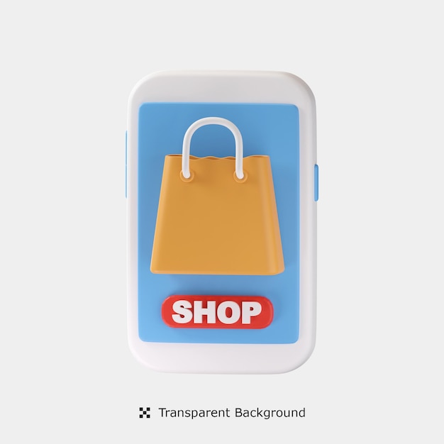Ilustración de icono 3d de compras móviles