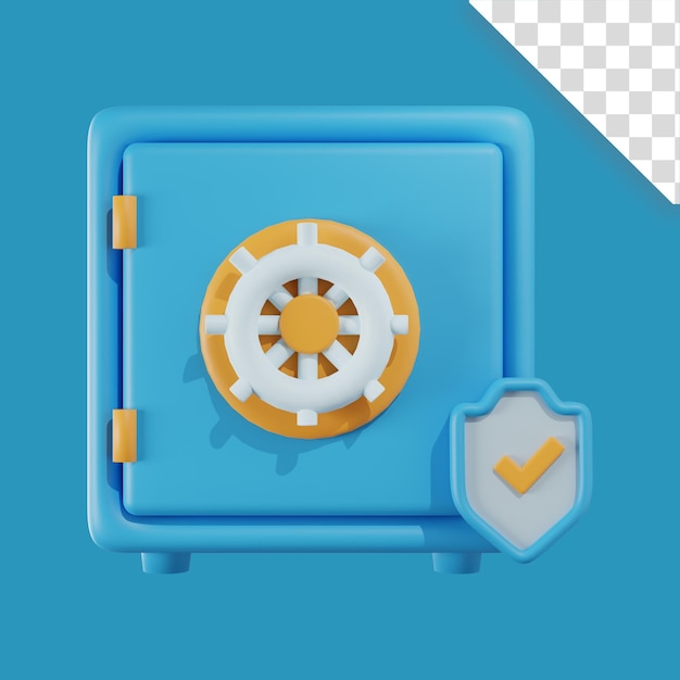 PSD ilustración de icono 3d concepto de protección de safebox