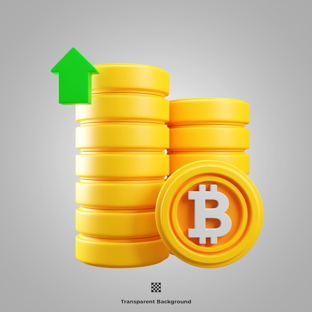 Ilustración de icono 3d de crecimiento de Bitcoin