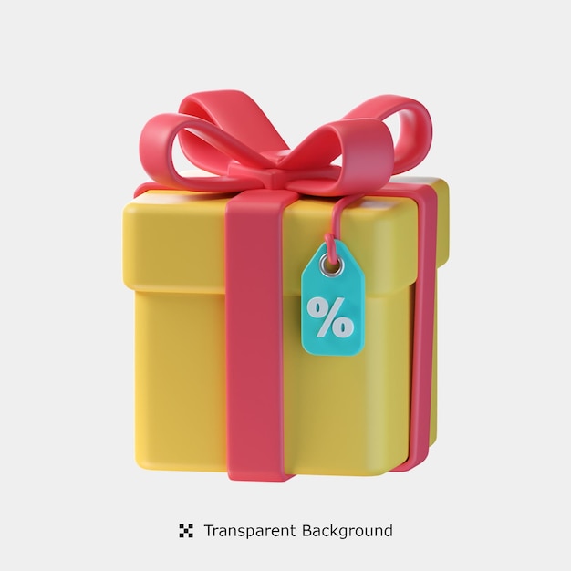 Ilustración de icono 3d de descuento de caja de regalo