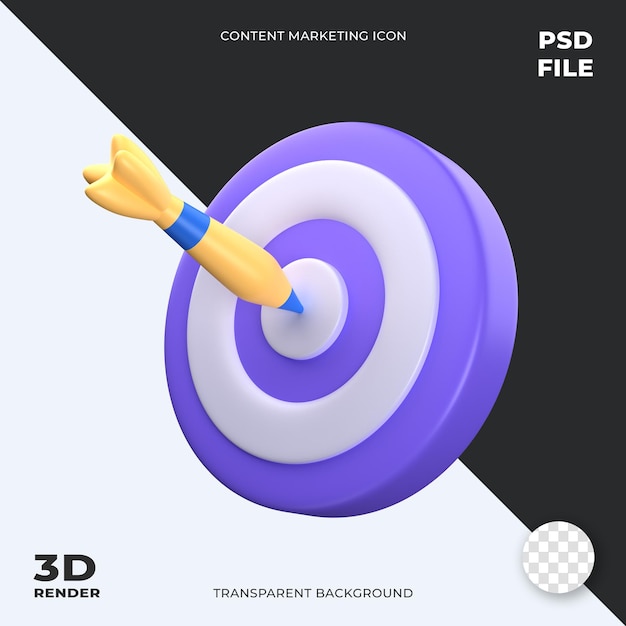 Ilustración de icono 3D de destino perfecta para la interfaz de usuario de marketing de contenido