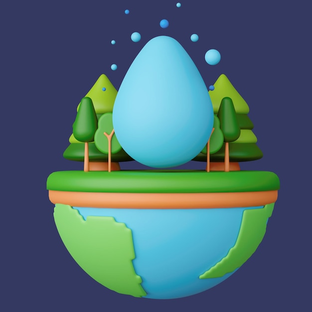 Ilustración del icono 3D del Día de la Tierra