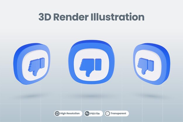 Ilustración de icono 3d disgusto desfavorable aislado