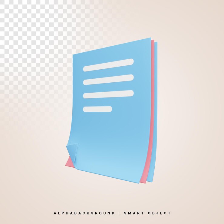 PSD ilustración de icono 3d de documento de archivo