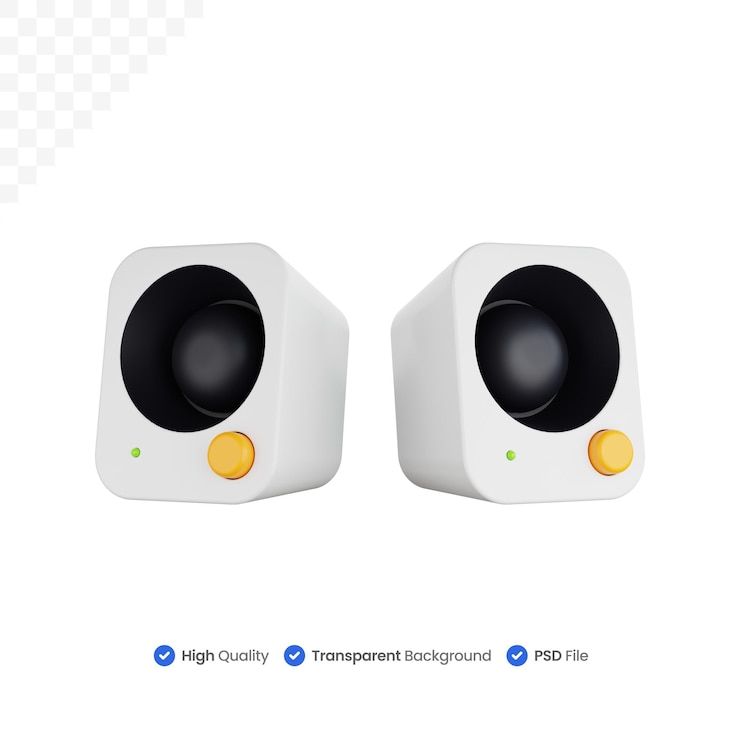 PSD ilustración de icono 3d dos altavoces