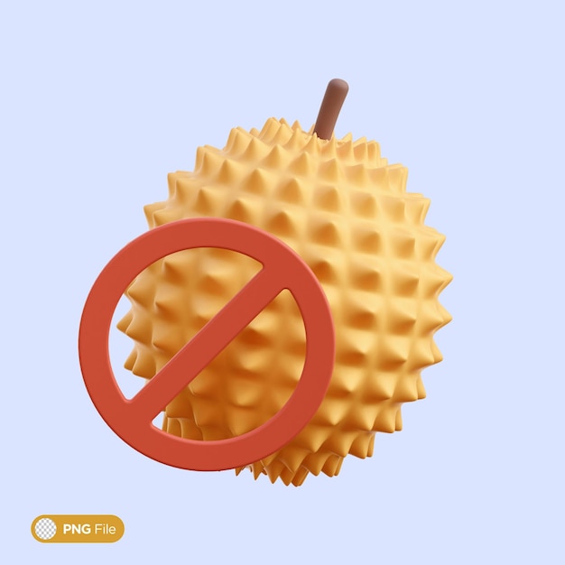 PSD ilustración del icono 3d de durian prohibit