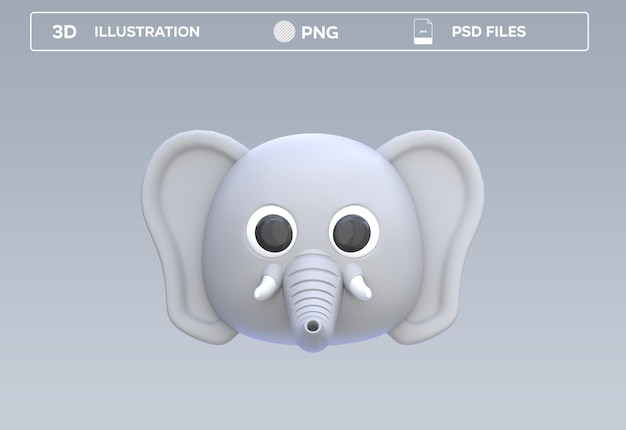 Ilustración del icono 3D del elefante