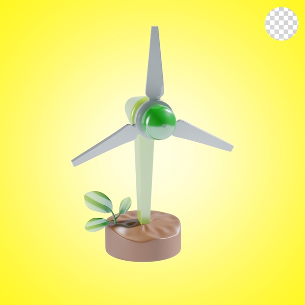 Ilustración del icono 3D de la energía eólica