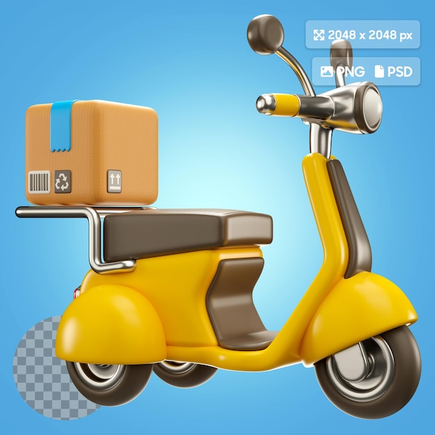 Ilustración del icono 3D de la entrega de la motocicleta