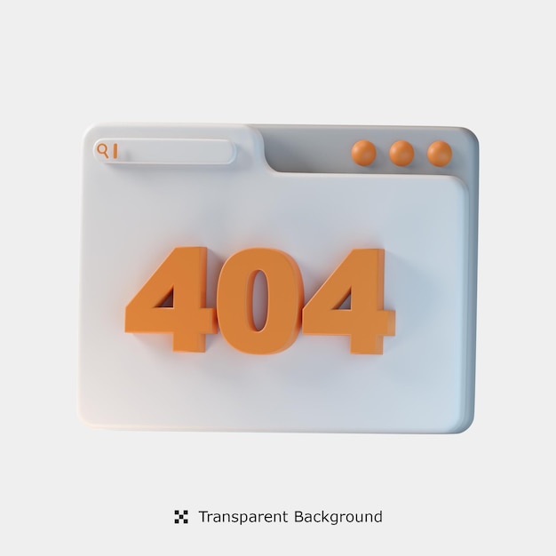 PSD ilustración de icono 3d de error 404