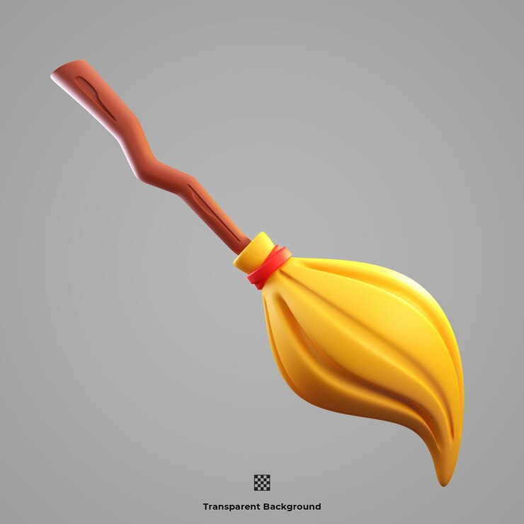 PSD ilustración de icono 3d de escoba mágica