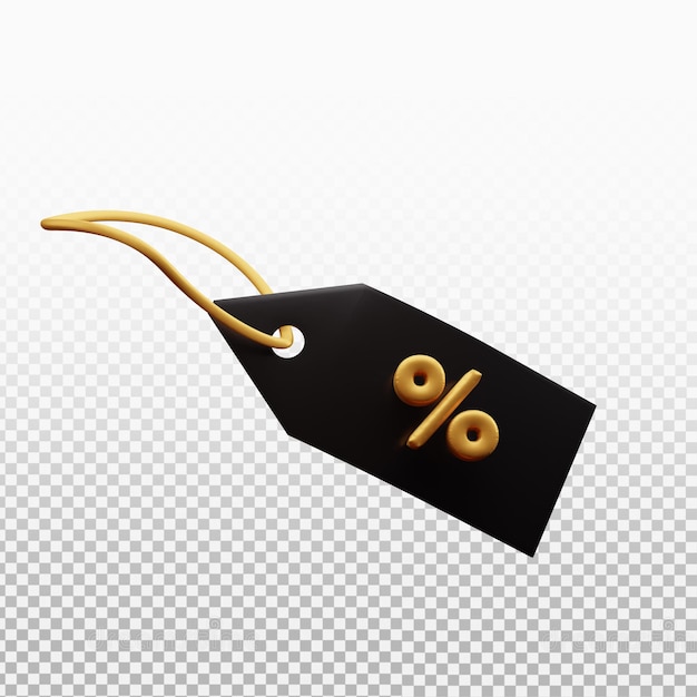 ilustración de icono 3d de etiqueta de venta para venta de viernes negro