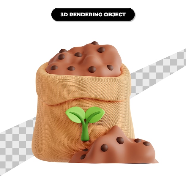 ilustración de icono 3D de fertilizante orgánico