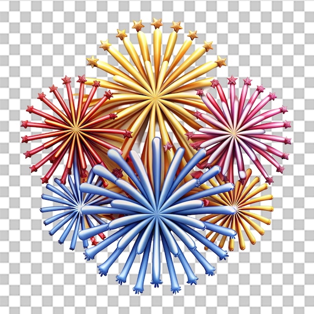 Ilustración del icono 3D de las formas de los fuegos artificiales