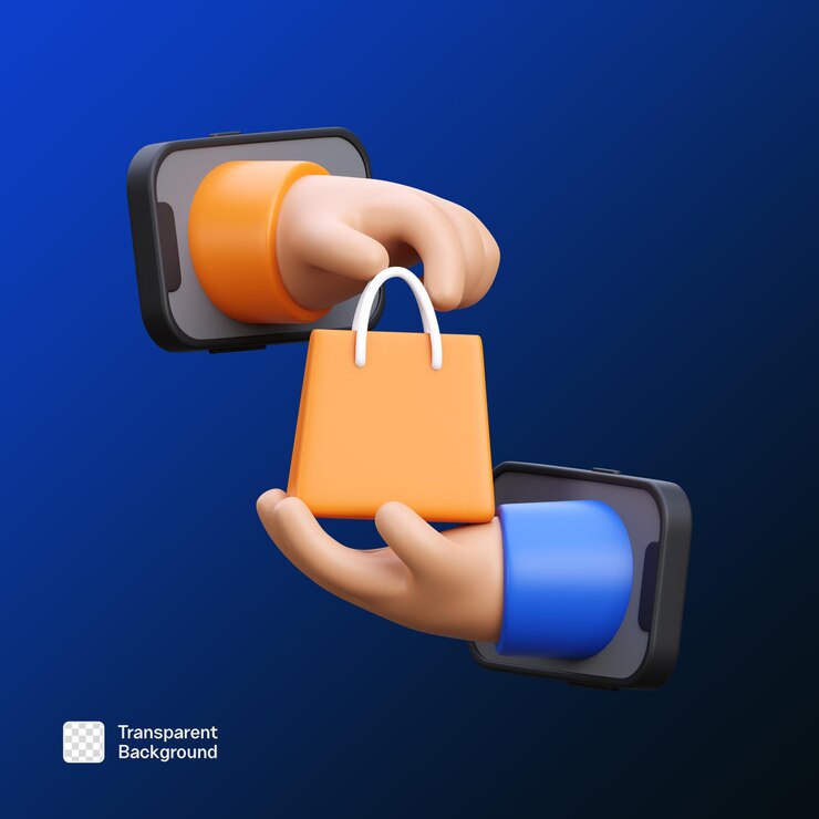 PSD ilustración del icono 3d del gesto de la mano de compras plantilla png