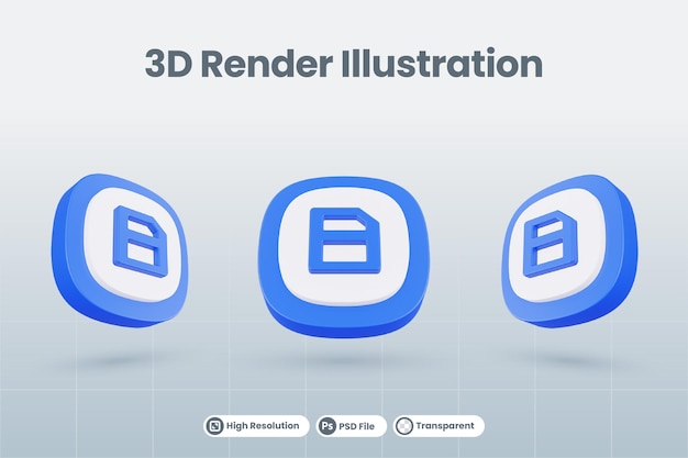 Ilustración de icono 3d guardar aislado