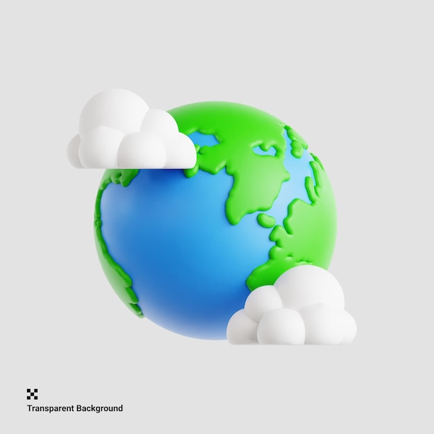Ilustración del icono 3D de la Hora de la Tierra para el Día de la Tierra
