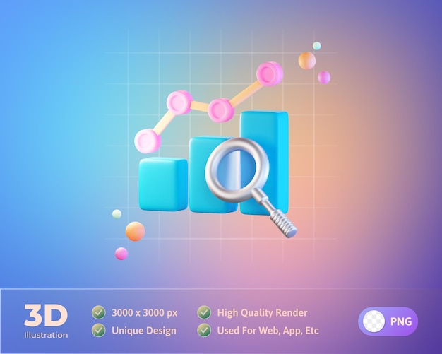 Ilustración de icono 3d de información estadística de datos