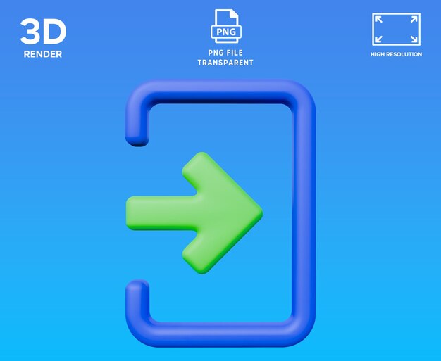 Ilustración del icono 3D de inicio de sesión