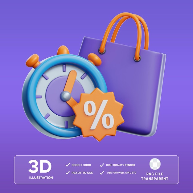 Ilustración del icono 3D de la insignia de descuento