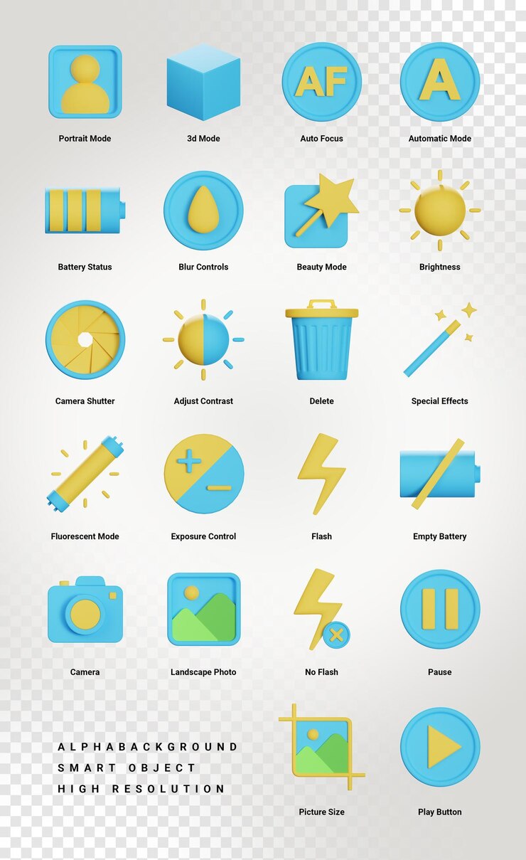 PSD ilustración del icono 3d de la interfaz de usuario de la cámara