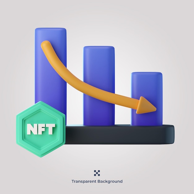 Ilustración de icono 3d de inversión nft