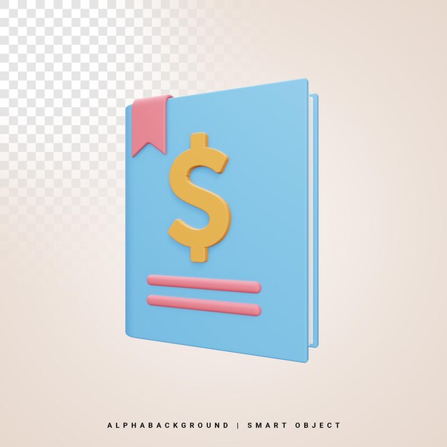 Ilustración de icono 3d de libro financiero