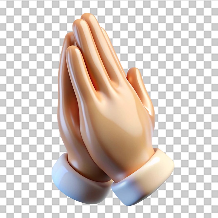 PSD ilustración de icono 3d de la mano de oración aislada en un fondo transparente