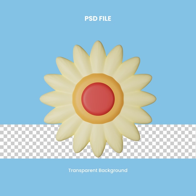 Ilustración del icono 3D de la margarita en PSD