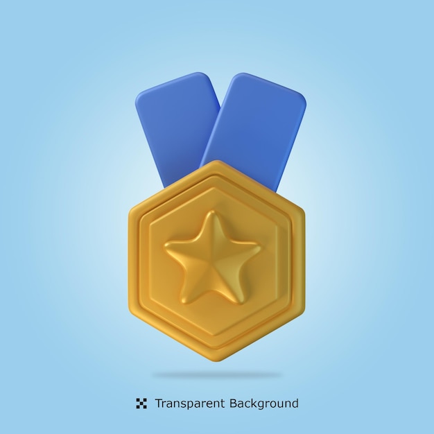 Ilustración de icono 3d de medalla de oro