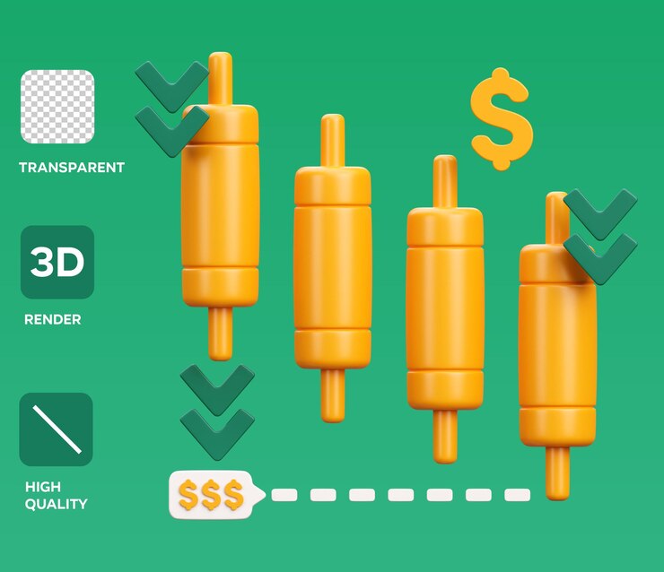 PSD ilustración del icono 3d del mercado de valores