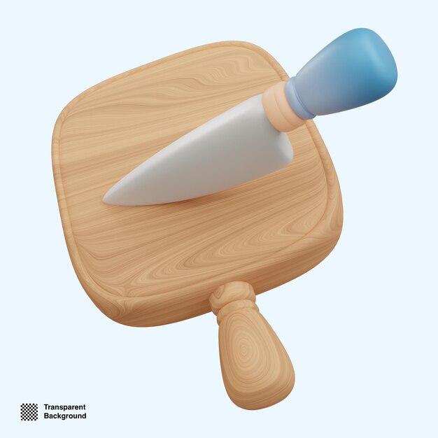 Ilustración de icono 3D mini cocina linda alfombra de cuchillo perspectiva ángulo de vista cocina de paleta colorida