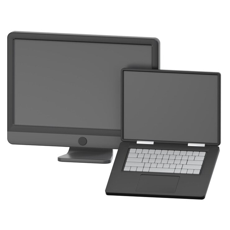 PSD ilustración del icono 3d del monitor y la computadora portátil