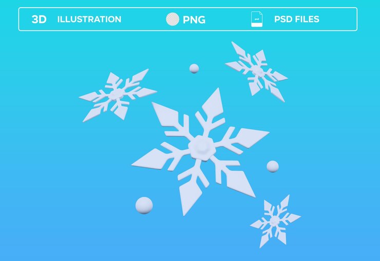PSD ilustración del icono 3d de la nieve