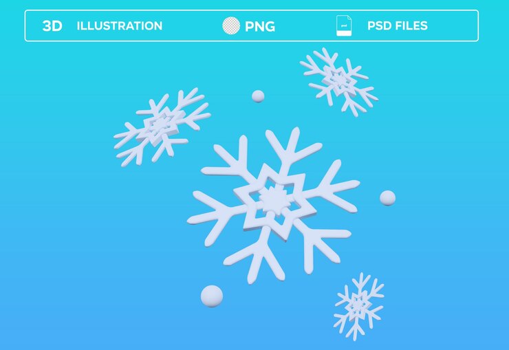 PSD ilustración del icono 3d de la nieve