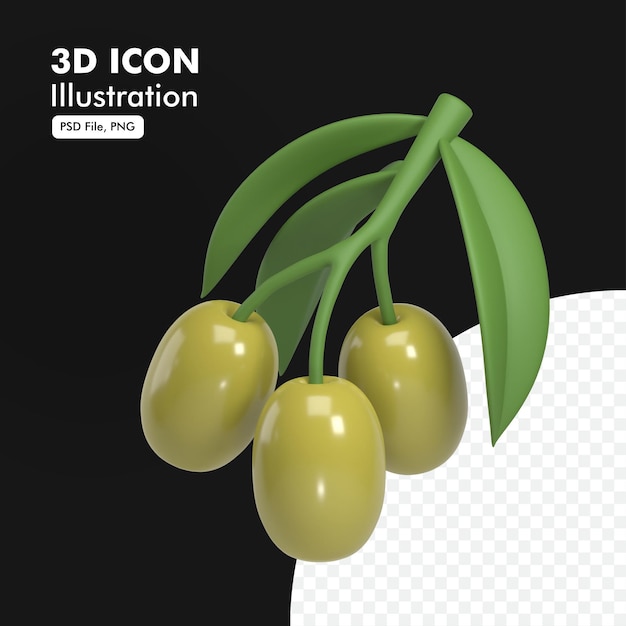 PSD ilustración de icono 3d de oliva