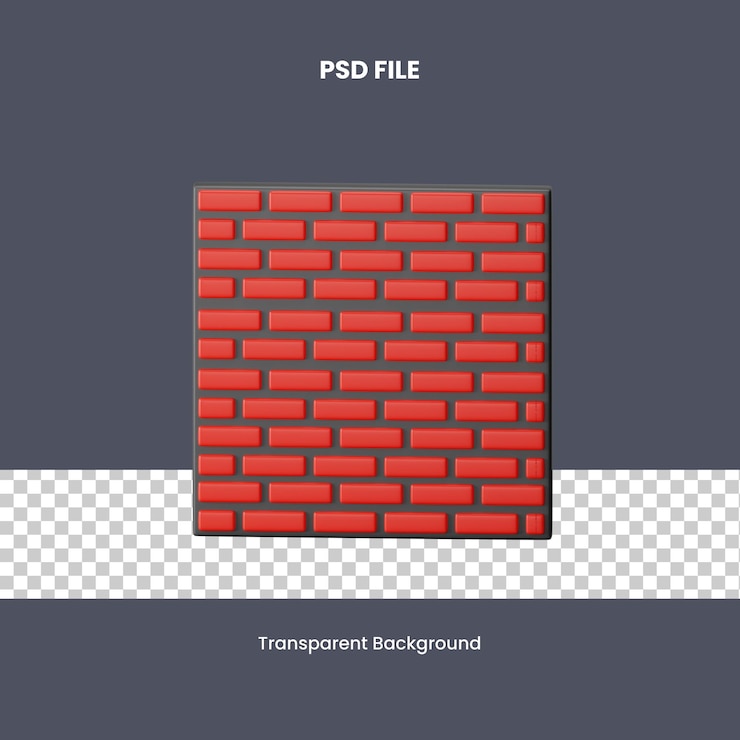 PSD ilustración del icono 3d de la pared de ladrillo de psd