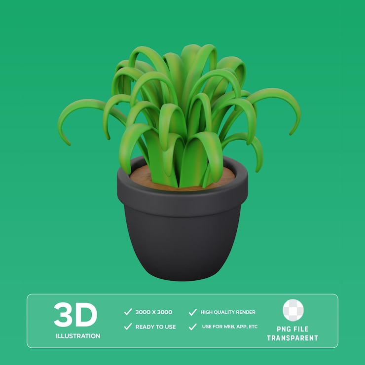 PSD ilustración del icono 3d de la planta en maceta