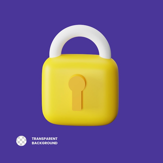 Ilustración del icono 3d de psd padlock