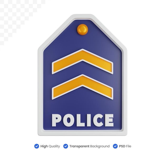 PSD ilustración de icono 3d rango de policía de dos bloques