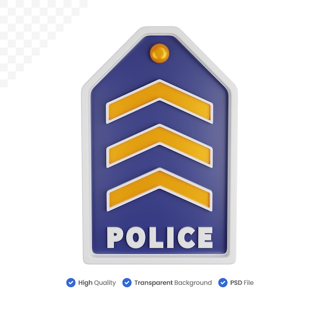 Ilustración de icono 3D Rango de policía de tres bloques