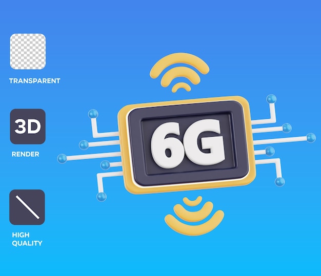 Ilustración del icono 3D de la red 6G