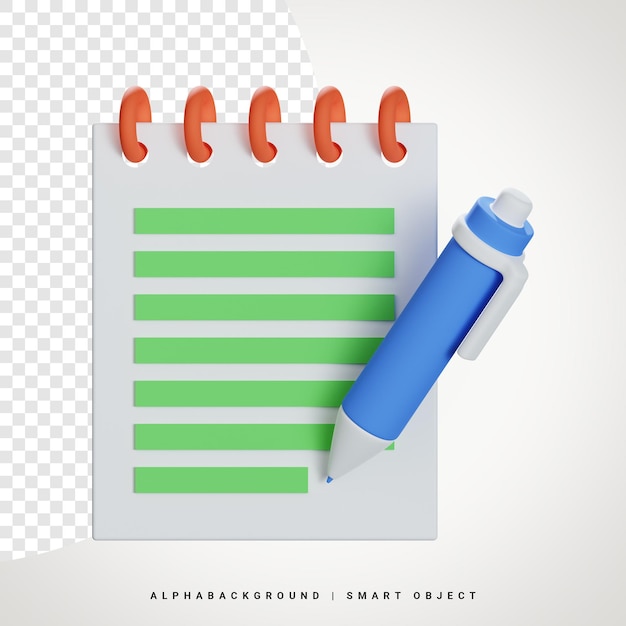 PSD ilustración de icono 3d de redacción