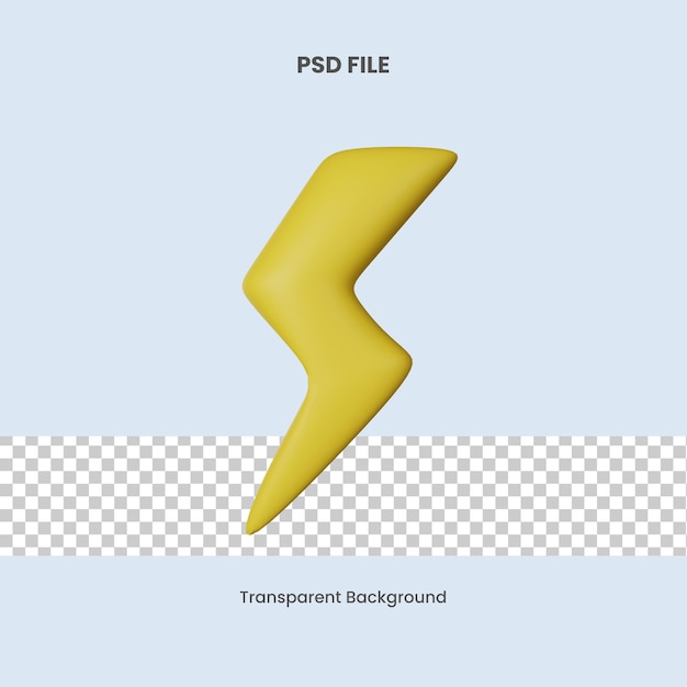 Ilustración del icono 3D del relámpago de PSD