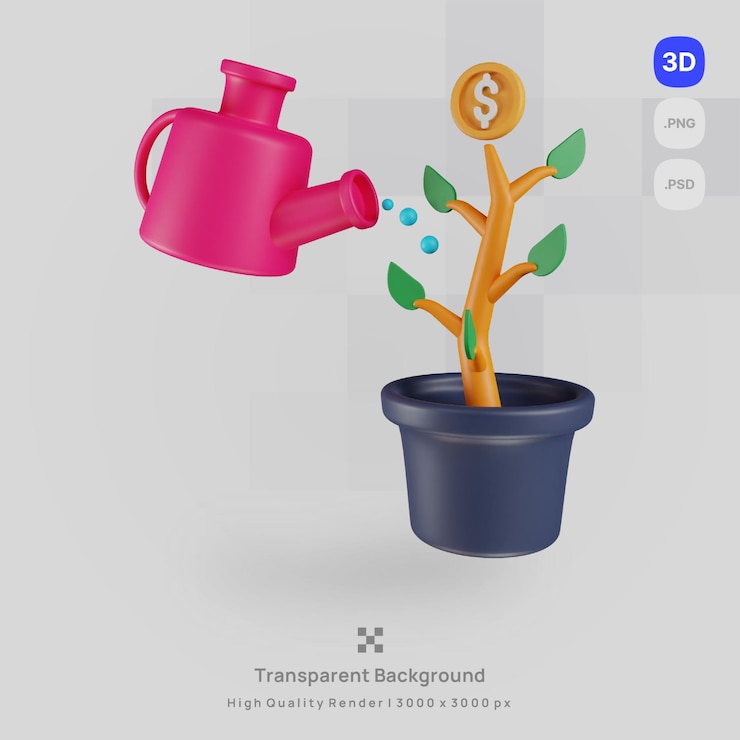 PSD la ilustración del icono 3d representa el dinero de las finanzas con un fondo transparente