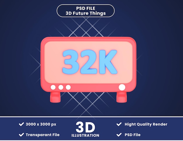 Ilustración de icono 3d resolución de 32 k