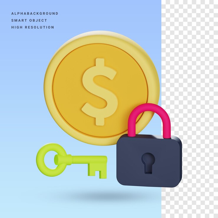 PSD ilustración de icono 3d de seguridad de dinero