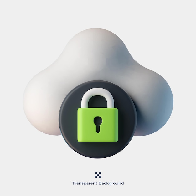 Ilustración de icono 3d de seguridad en la nube