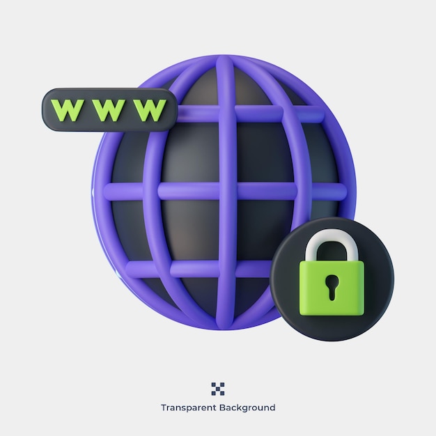 Ilustración del icono 3d de seguridad del sitio web