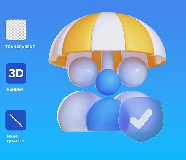 Ilustración del icono 3D del seguro familiar